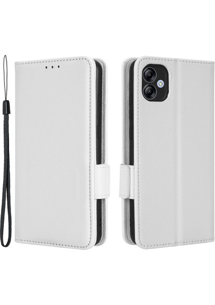 Samsung Galaxy A04E Için 4g Pu Deri Cüzdan Telefon Kılıfı Çift Manyetik Toka Litchi Doku Şok Geçirmez Flip Stand Kapağı (Yurt Dışından)