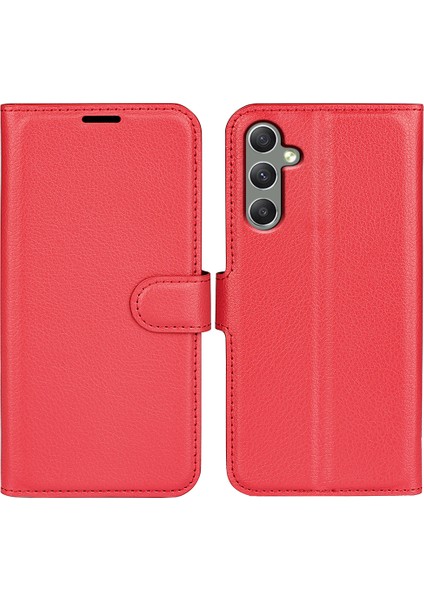 Samsung Galaxy A24 Için 4g Pu Deri Cüzdan Kabuğu Litchi Doku Telefon Kılıfı Flip Stand Kapağı (Yurt Dışından)