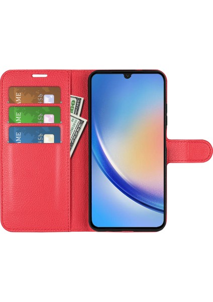 Samsung Galaxy A24 Için 4g Pu Deri Cüzdan Kabuğu Litchi Doku Telefon Kılıfı Flip Stand Kapağı (Yurt Dışından) fiyatları