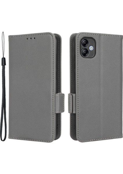 Samsung Galaxy A04E Için 4g Pu Deri Cüzdan Telefon Kılıfı Çift Manyetik Toka Litchi Doku Şok Geçirmez Flip Stand Kapağı (Yurt Dışından)