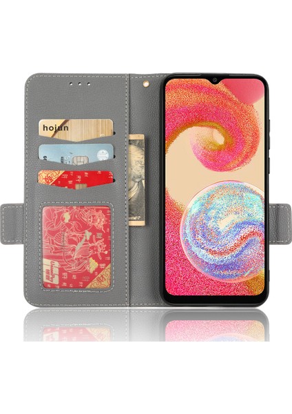 Samsung Galaxy A04E Için 4g Pu Deri Cüzdan Telefon Kılıfı Çift Manyetik Toka Litchi Doku Şok Geçirmez Flip Stand Kapağı (Yurt Dışından) fırsatları