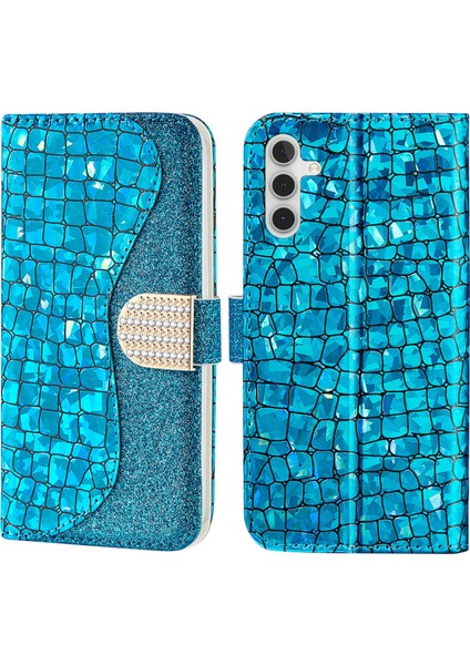 Samsung Galaxy A24 Için 4g Parıltılı Bir Ekleme Telefon Kasası Pu Deri Timsah Doku Standı Cüzdan Flip Kapak (Yurt Dışından)