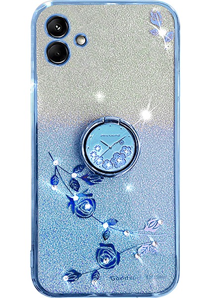 Samsung Galaxy A04 4g (164.4 x 76.3 x 9.1 Mm) Parıltılı Gradyan Tpu Kasa Rinestone Çiçek Telefon Kapağı Halka Kickstand ile (Yurt Dışından)