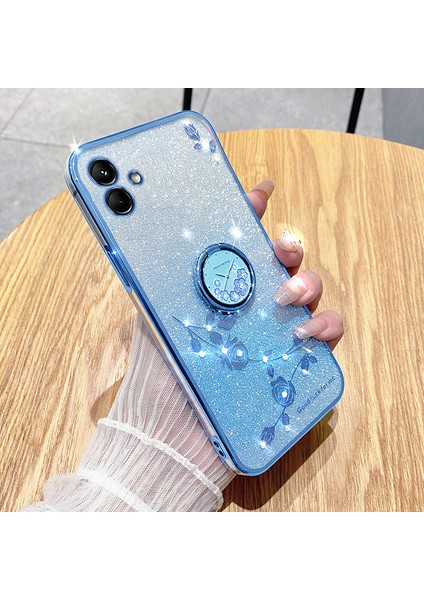 Samsung Galaxy A04 4g (164.4 x 76.3 x 9.1 Mm) Parıltılı Gradyan Tpu Kasa Rinestone Çiçek Telefon Kapağı Halka Kickstand ile (Yurt Dışından) fiyatları