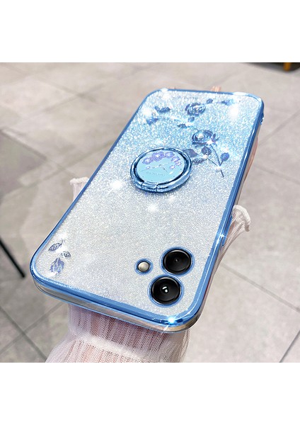 Samsung Galaxy A04 4g (164.4 x 76.3 x 9.1 Mm) Parıltılı Gradyan Tpu Kasa Rinestone Çiçek Telefon Kapağı Halka Kickstand ile (Yurt Dışından) modelleri