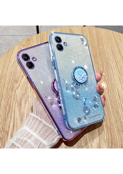 Samsung Galaxy A04 4g (164.4 x 76.3 x 9.1 Mm) Parıltılı Gradyan Tpu Kasa Rinestone Çiçek Telefon Kapağı Halka Kickstand ile (Yurt Dışından) indirimleri