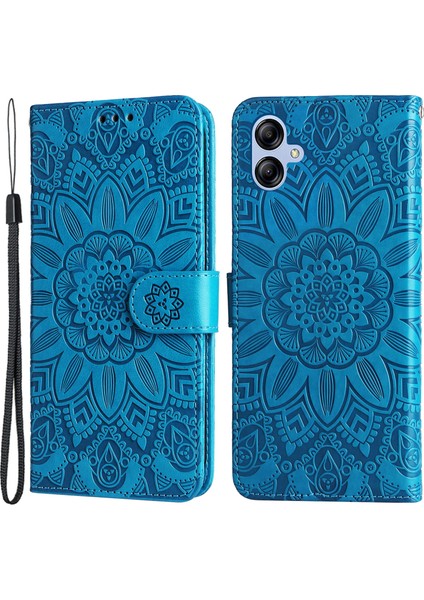 Samsung Galaxy A04E Için 4g Anti-Solma Pu Deri Ayçiçeği Baskılı Stand Telefon Kılıfı Manyetik Kapak El Kayışı (Yurt Dışından)