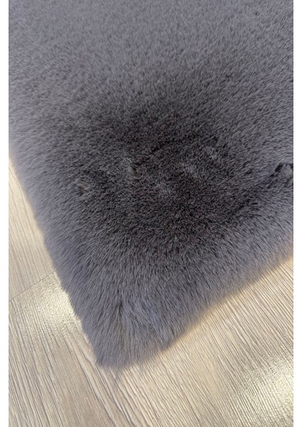 Modern Tavşan Tüyü Yumuşacık Tüy Dökmez Peluş Halı Antrasit modelleri