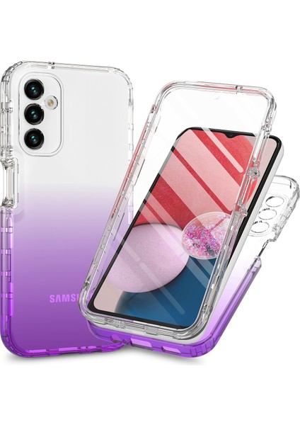 Samsung Galaxy A24 Için 4g Telefon Vaka Gradyan Renkli Pc Tpu Cep Telefon Kılıfı Pet Ekran Koruyucu (Yurt Dışından)