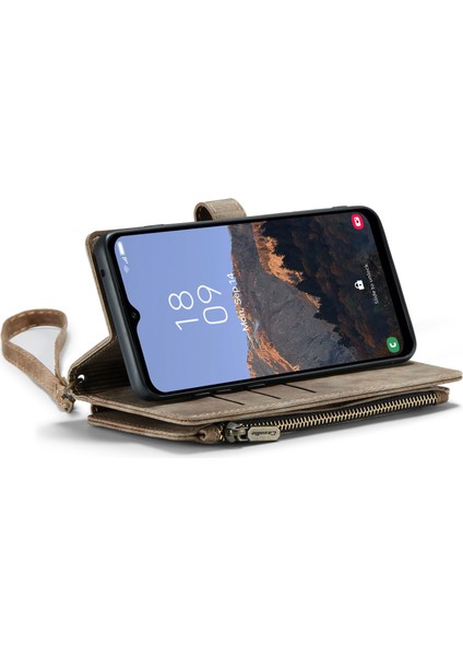 Samsung Galaxy A24 4g Pu Deri Deri Stand Telefon Kılıfı Zipper 10 Kart Yuvası Cüzdan Kapağı (Yurt Dışından)