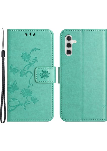 Samsung Galaxy A24 Için 4g Baskılı Kelebek Çiçek Telefon Kılıfı Pu Deri Cüzdan Stand Telefon Kapağı Kayış (Yurt Dışından)