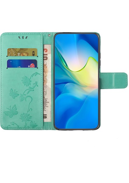 Samsung Galaxy A24 Için 4g Baskılı Kelebek Çiçek Telefon Kılıfı Pu Deri Cüzdan Stand Telefon Kapağı Kayış (Yurt Dışından)