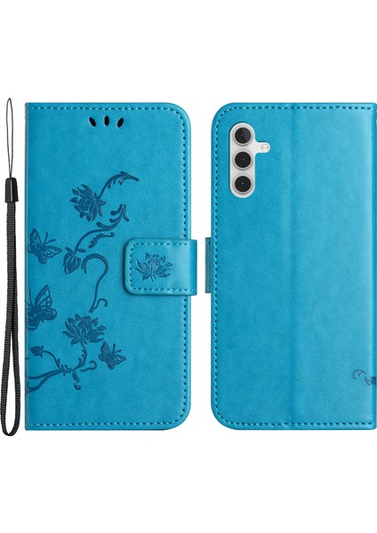Samsung Galaxy A24 Için 4g Baskılı Kelebek Çiçek Telefon Kılıfı Pu Deri Cüzdan Stand Telefon Kapağı Kayış (Yurt Dışından)