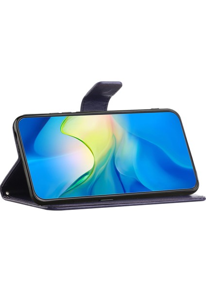 Samsung Galaxy A24 Için 4g Baskılı Kelebek Çiçek Telefon Kılıfı Pu Deri Cüzdan Stand Telefon Kapağı Kayış (Yurt Dışından)