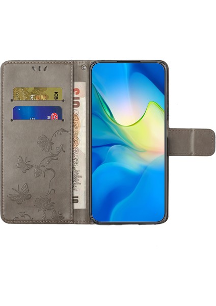 Samsung Galaxy A24 Için 4g Baskılı Kelebek Çiçek Telefon Kılıfı Pu Deri Cüzdan Stand Telefon Kapağı Kayış (Yurt Dışından)