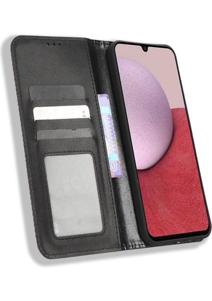 Samsung Galaxy A24 Için 4g Pu Deri Akıllı Telefon Kılıf Vintage Stand Cüzdan Anti-Drop Telefon Kapağı (Yurt Dışından)