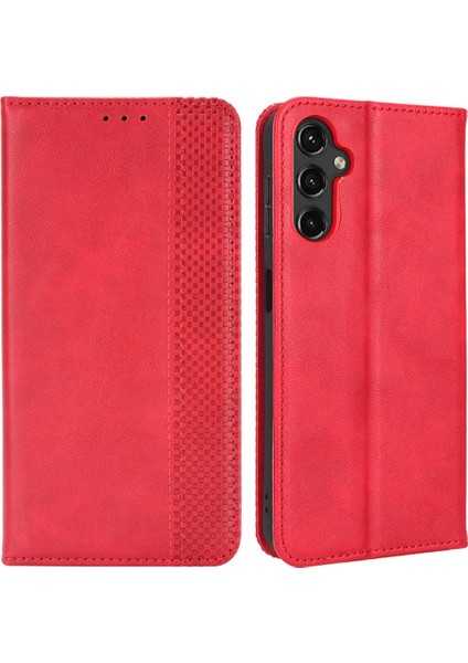 Samsung Galaxy A24 Için 4g Pu Deri Akıllı Telefon Kılıf Vintage Stand Cüzdan Anti-Drop Telefon Kapağı (Yurt Dışından)