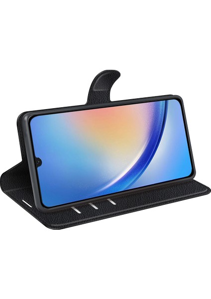 Samsung Galaxy A24 Için 4g Pu Deri Cüzdan Kabuğu Litchi Doku Telefon Kılıfı Flip Stand Kapağı (Yurt Dışından)