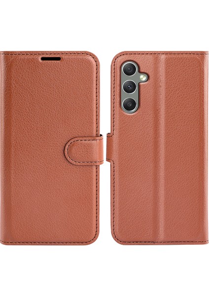 Samsung Galaxy A24 Için 4g Pu Deri Cüzdan Kabuğu Litchi Doku Telefon Kılıfı Flip Stand Kapağı (Yurt Dışından)