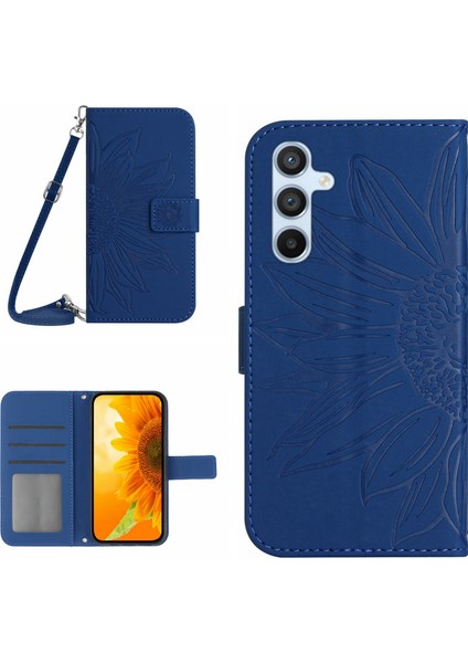 Samsung Galaxy A24 Için 4g Deri Flip Telefon Kılıfı Ayçiçeği Desen Stand Cüzdan Kapağı Omuz Kayışı (Yurt Dışından)