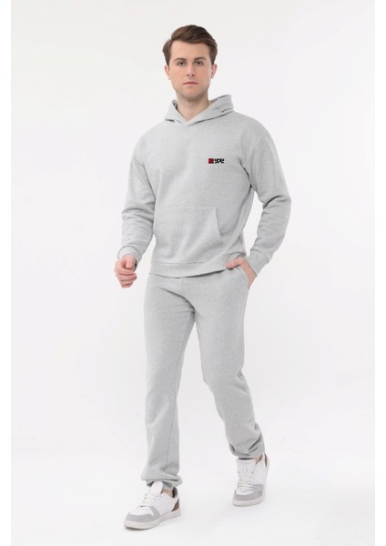 Erkek Gri Kapüşonlu Sweatshirt Rahat Giyim Yumuşak fiyatları
