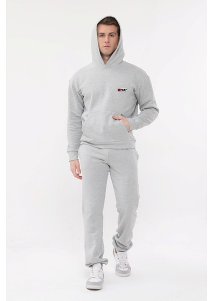 Erkek Gri Kapüşonlu Sweatshirt Rahat Giyim Yumuşak modelleri