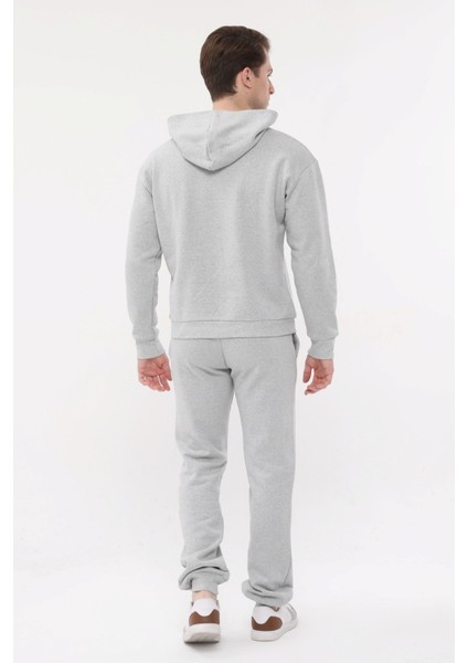 Erkek Gri Kapüşonlu Sweatshirt Rahat Giyim Yumuşak fırsatları