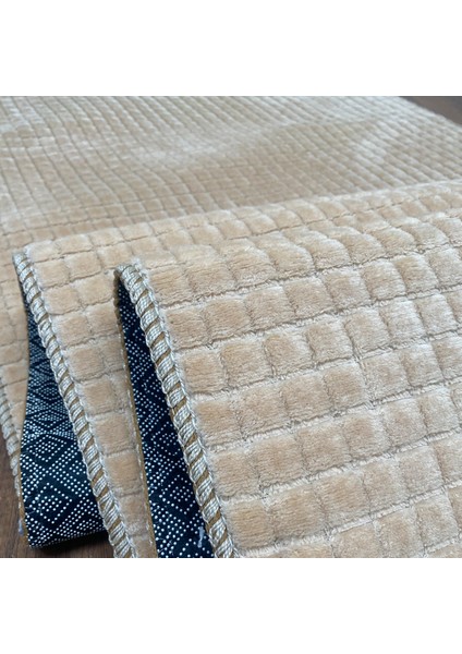 Yıkanabilir Kaymaz Taban Elit Post Peluş Bej Kesme Yolluk Halı 120 x 325 cm