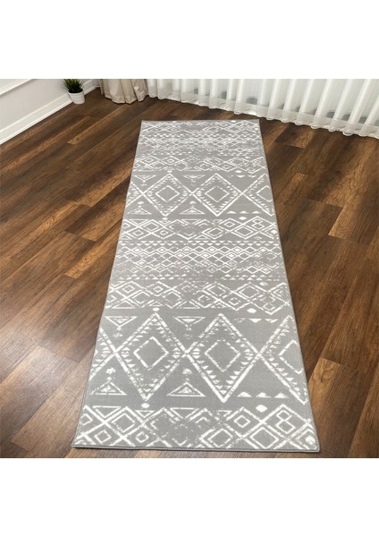 Yıkanabilir Kaymaz Taban Kesme Yolluk Halı Desen 1495 Gri 200 x 1000 cm