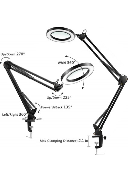 Flexible Metal 72 LED Masa Lambası 360 Dönebilen Esnek Ofis Mimar Çalışma Işığı