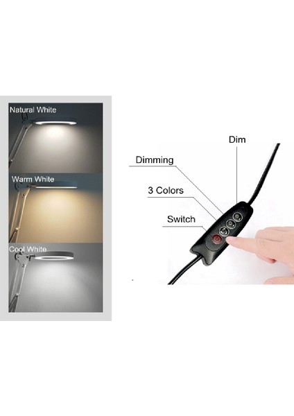 Metal Akrobat 72 LED Masa Lambası Şiddeti Ayarlanabilir 3 Farklı Işık Rengi USB Girişli