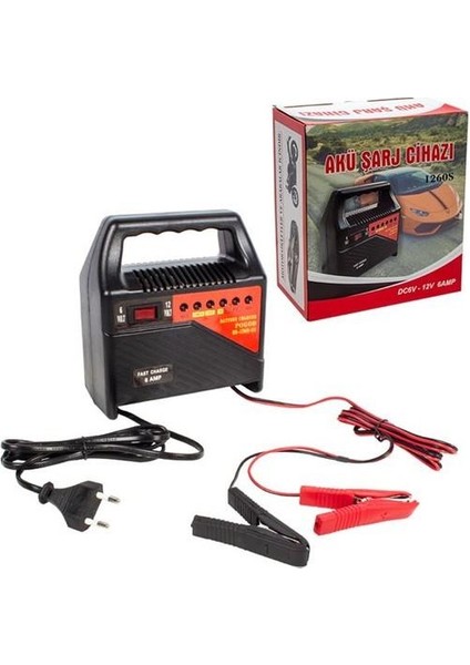 6 Volt - 12 Volt 6 Amper Ledli Göstergeli Akü Şarj Cihazı