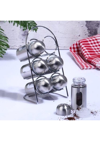 CAM-433 Metal 6 Lı Baharatlık Seti Galaxy