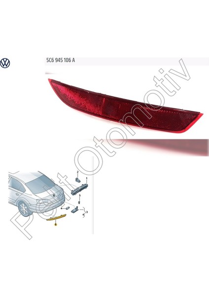 Pelit Otomotiv Jetta Sağ Tampon Reflektörü 5C6945106A