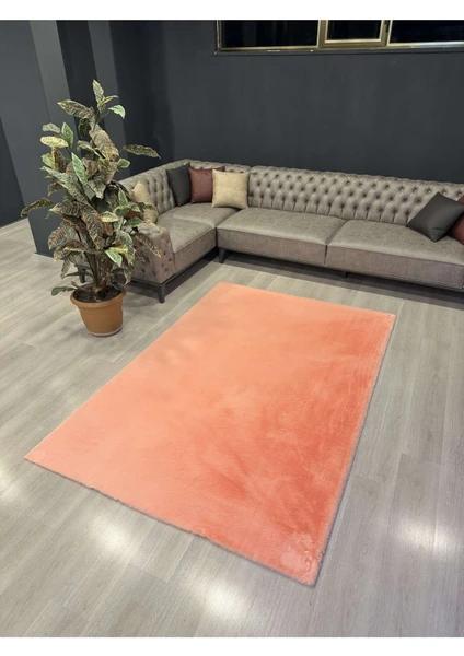 Extra Carpet Modern Tavşan Tüyü Yumuşacık Tüy Dökmez Peluş Halı Şeker Pembe