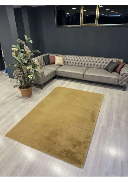 Extra Carpet Modern Tavşan Tüyü Yumuşacık Tüy Dökmez Peluş Halı Camel