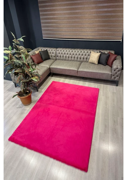 Extra Carpet Modern Tavşan Tüyü Yumuşacık Tüy Dökmez Peluş Halı Fuşya