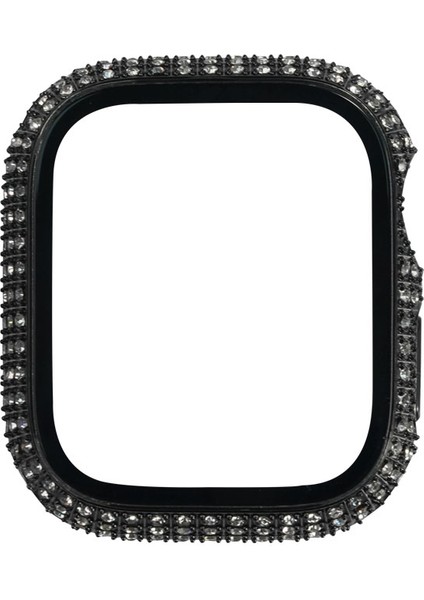 - ​​​Apple Watch 7 41mm - Kasa Koruyucu Kenarları Taşlı Sert PC Kasa Ve Ekran Koruyucu - Gard 24 - Siyah - T26429