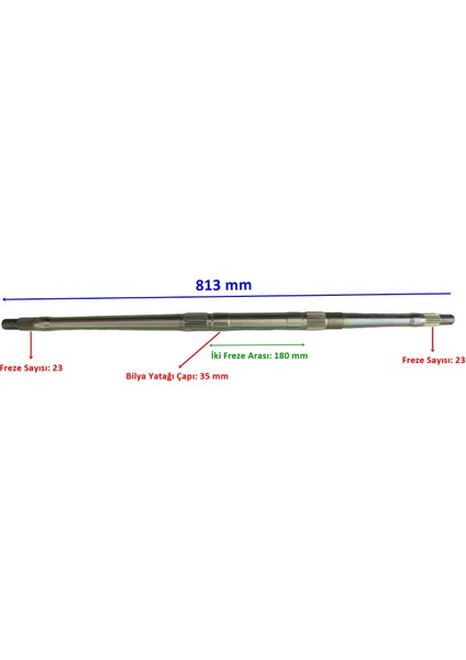 Apachi Aks 813 mm Tek Yivli Bilya Yatağı 35 mm 23 Freze Öm