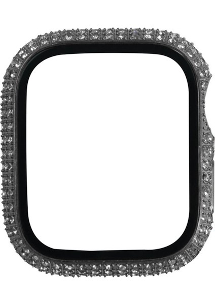 - ​​​Apple Watch 7 41mm - Kasa Koruyucu Kenarları Taşlı Sert PC Kasa Ve Ekran Koruyucu - Gard 24 - Gümüş - T26429