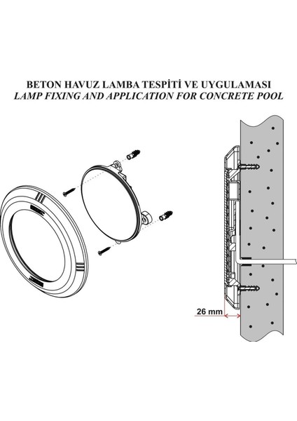 Işıl LED Havuz Lambası-Sıva Üstü Beyaz Çerçeve Beyaz LED