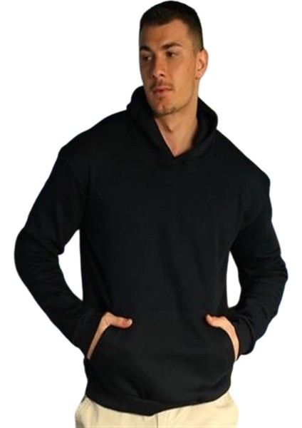 Erkek Kapüşonlu Siyah Sweatshirt
