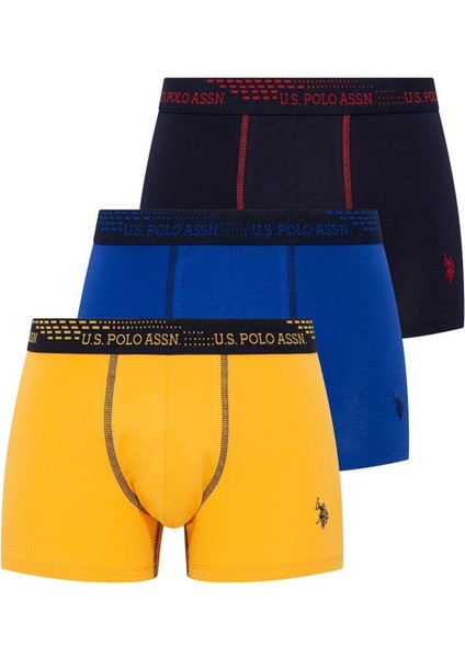 Erkek Saks Lacivert Sarı 3'lü Boxer 80178
