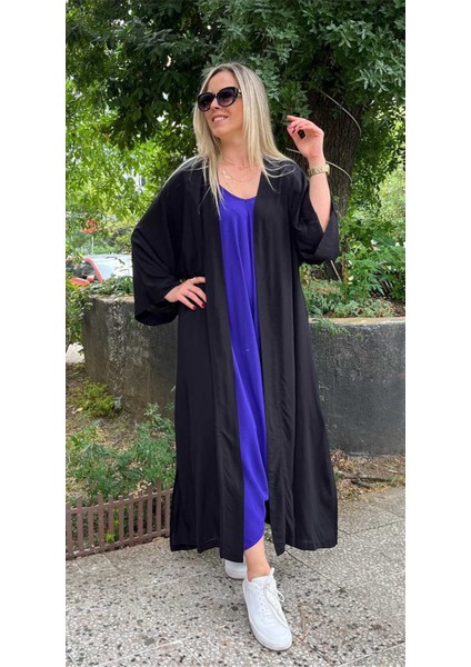 Balık Işlemeli Kuşaklı Kimono