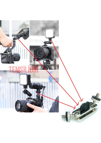 360 Magic Arm Dslr Kamera ve Ring Light Tripod Bağlantı Aparatı Telefon Tutucu Aparat