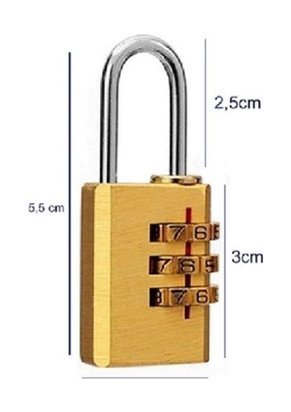 Şifreli Asma Kilit Canta Fermarı Için 3 Haneli 21MM