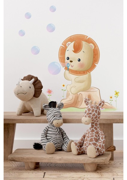 Baloncuk Uçuran Aslan Çocuk Bebek Odası Sticker Seti