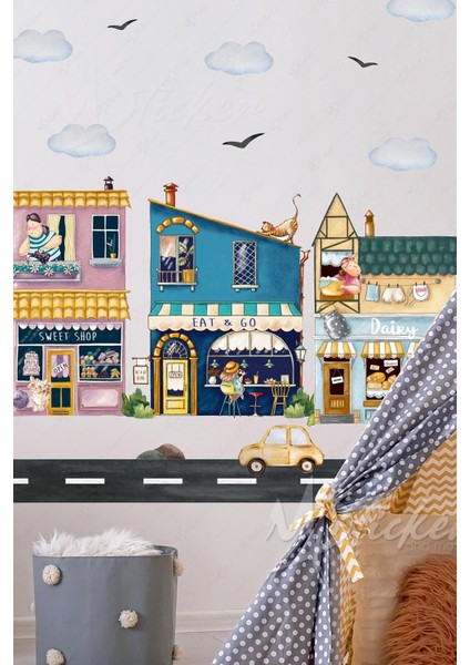 Vintage Mahalle Çocuk Bebek Odası Sticker Seti fiyatları