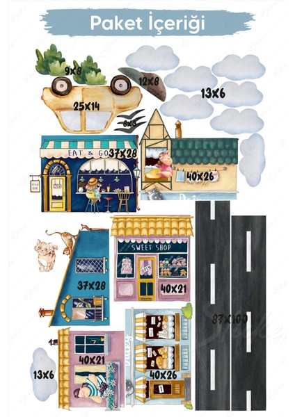 Vintage Mahalle Çocuk Bebek Odası Sticker Seti modelleri