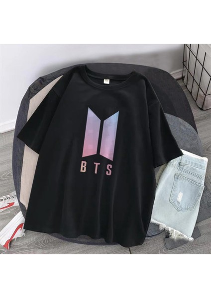 Bts Logo Siyah Oversize T-Shirt